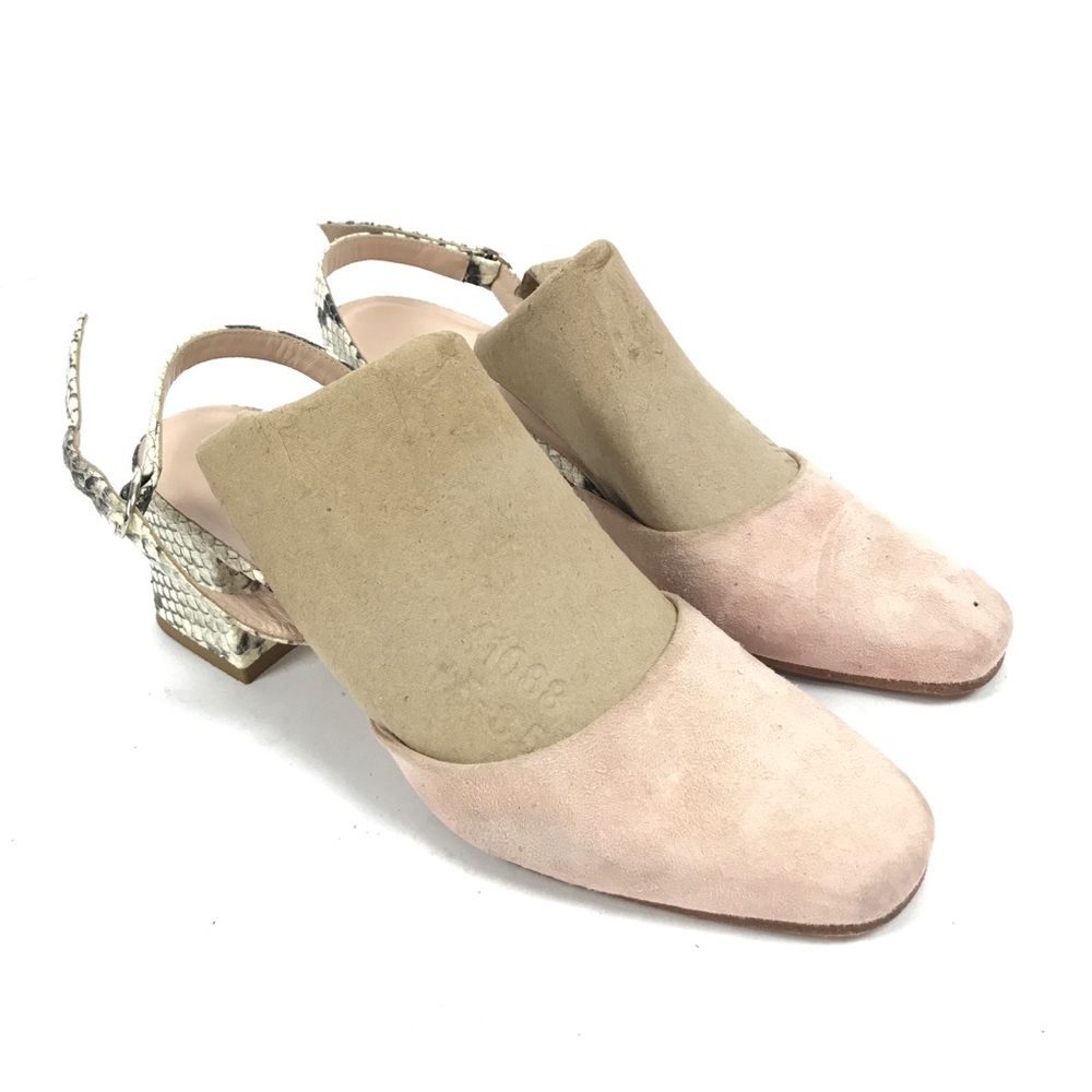 Aska Suede‎ Pink Snakeskin Heels Round Toe 35 - Picture 2 of 6